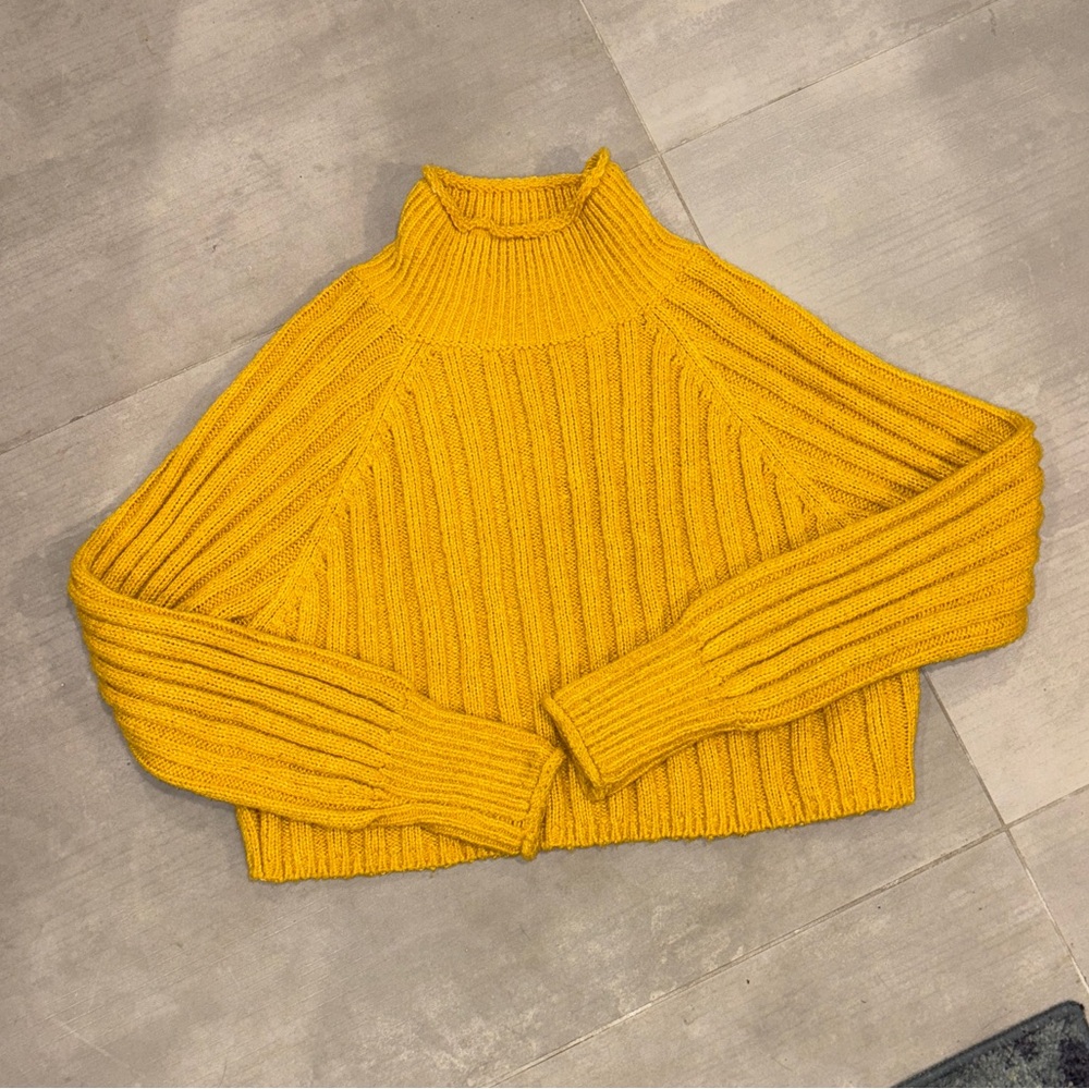 BDG Mustard Ribbed Turtleneck Sweater